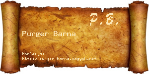 Purger Barna névjegykártya